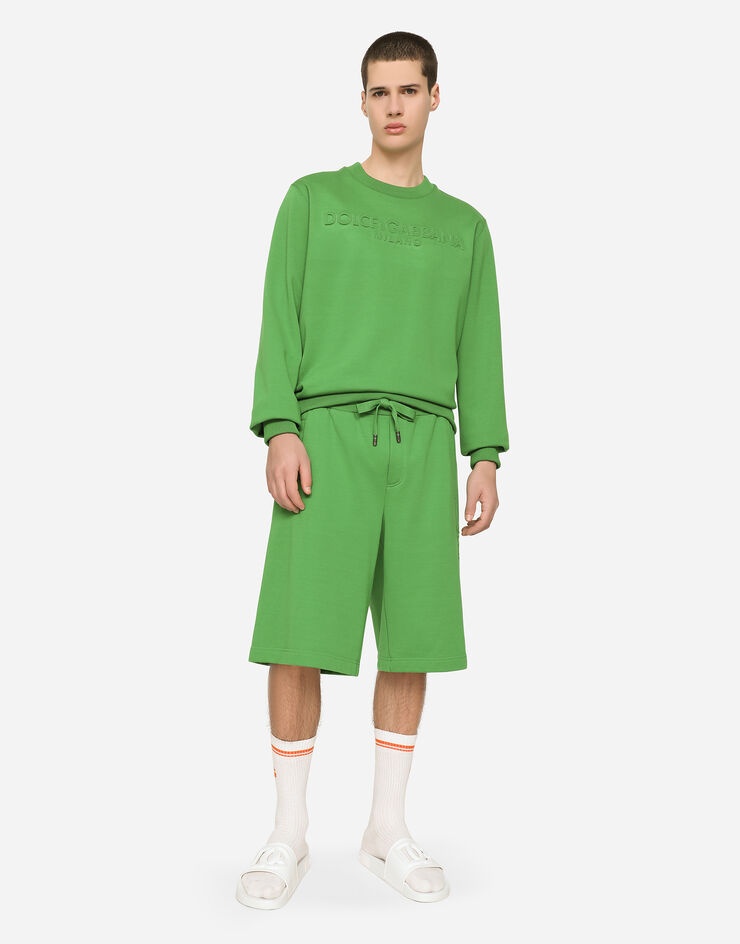 Jersey jogging shorts with embossed logo - 1