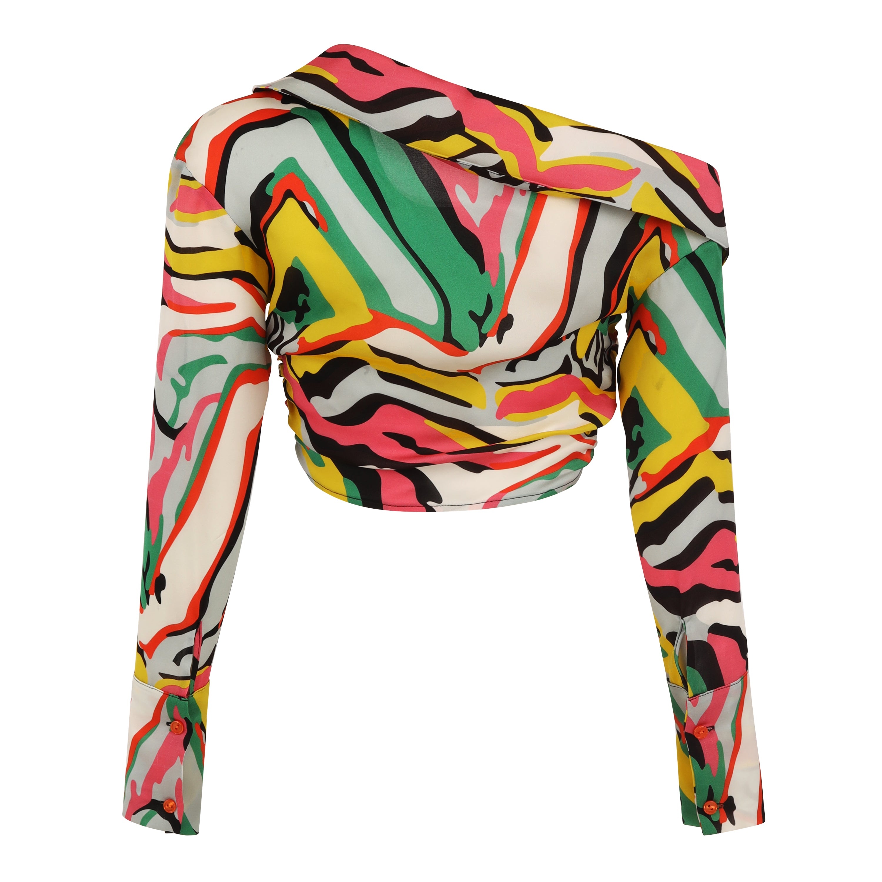 Multi Print Off Shoulder Crop Top - 2