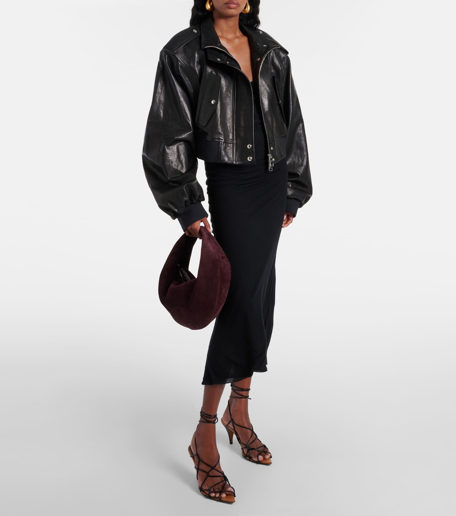 Kember cropped leather bomber jacket - 2