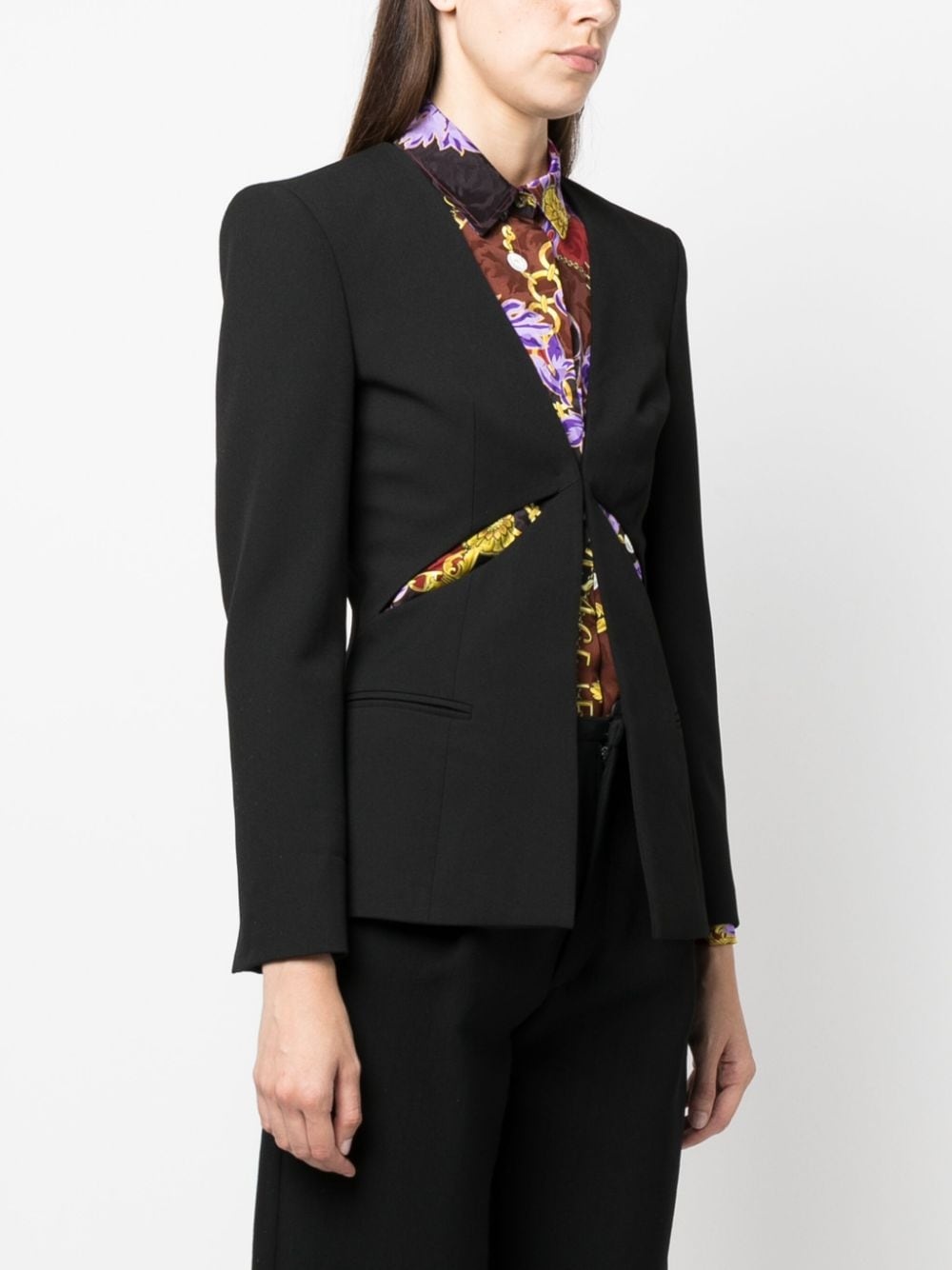 single-breasted cut-out blazer - 3