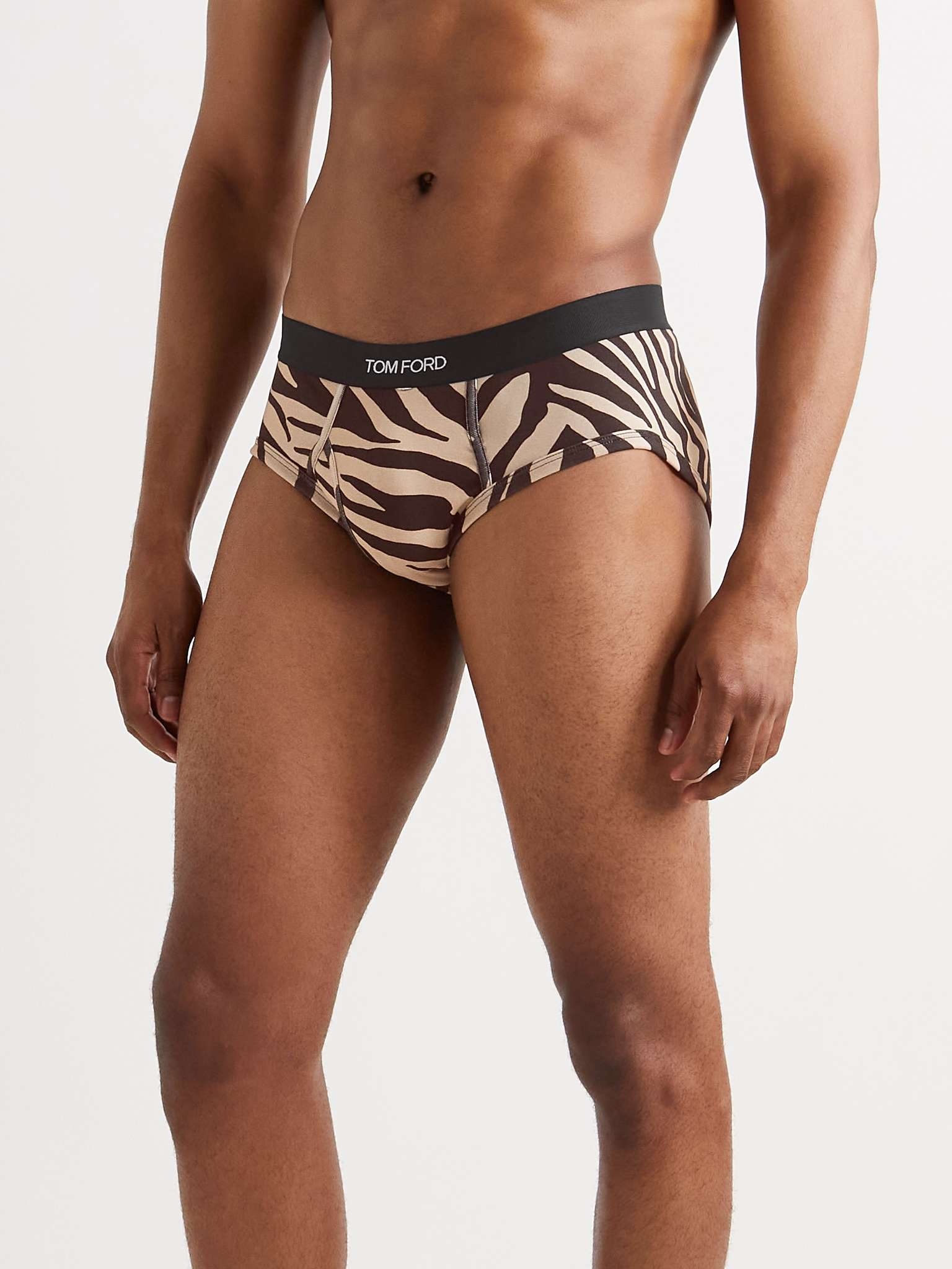 Zebra-Print Stretch-Cotton Briefs - 2