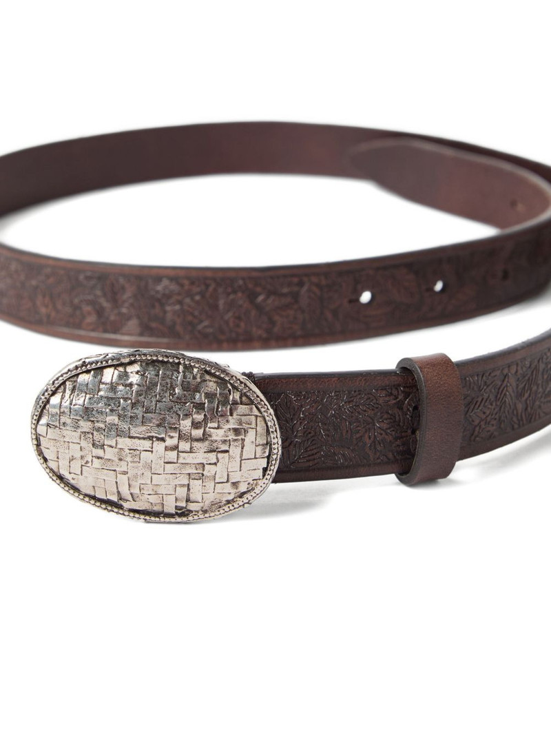 Brunello Cucinelli embossed woven-buckle belt outlook