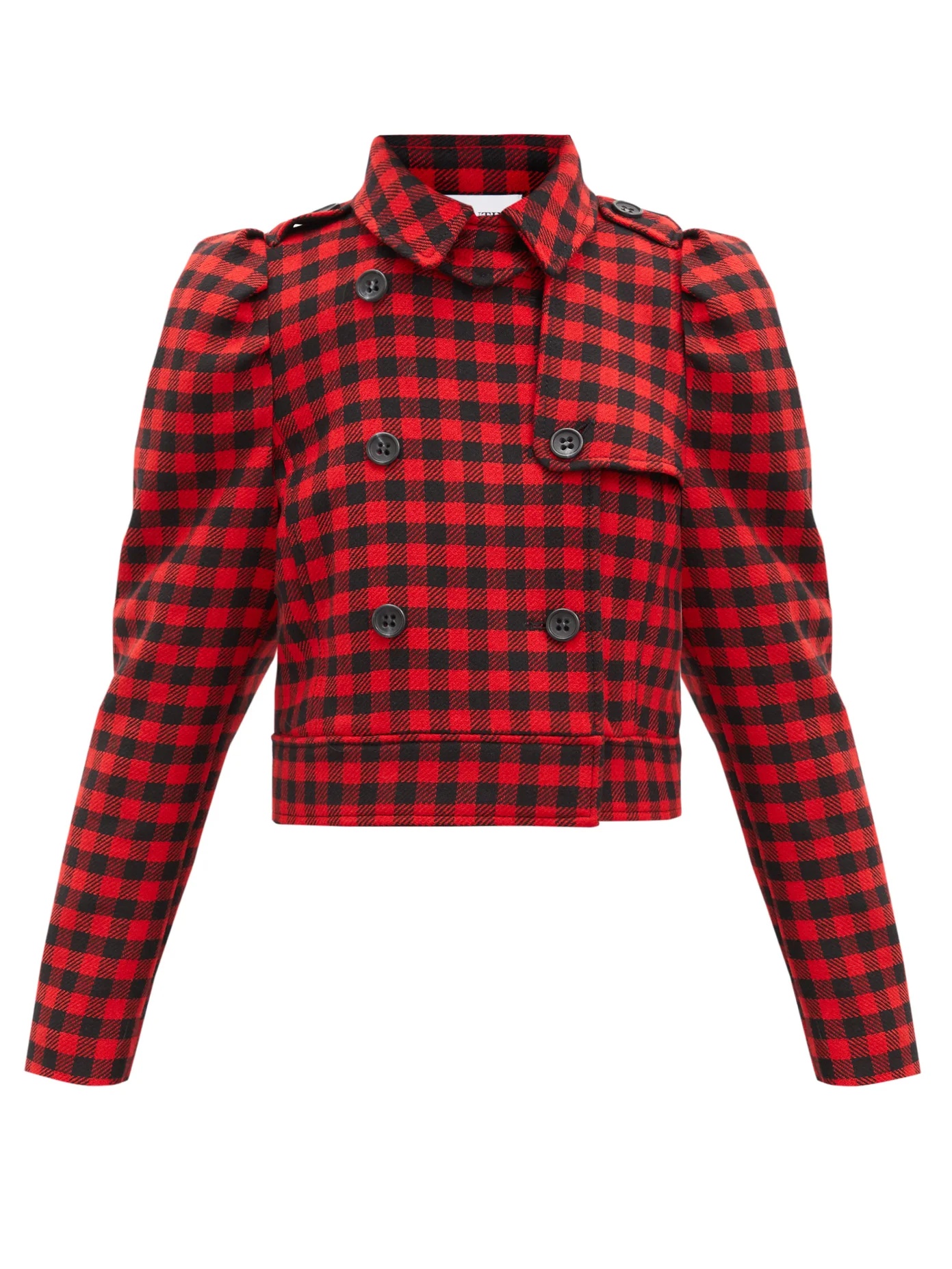 Cropped double-breasted houndstooth jacket - 1