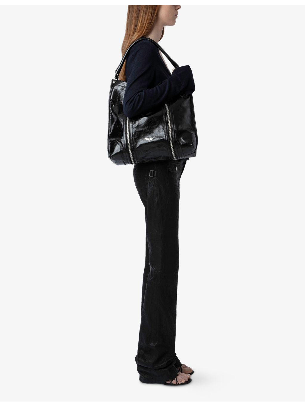 Sunny Zip-Embellished Leather Shoulder Bag - 6