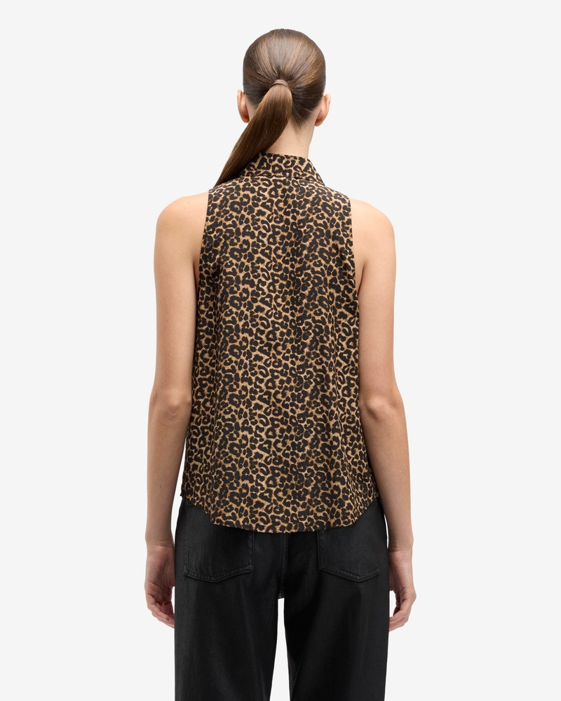 Sleeveless Silk Button Down in Leo 5