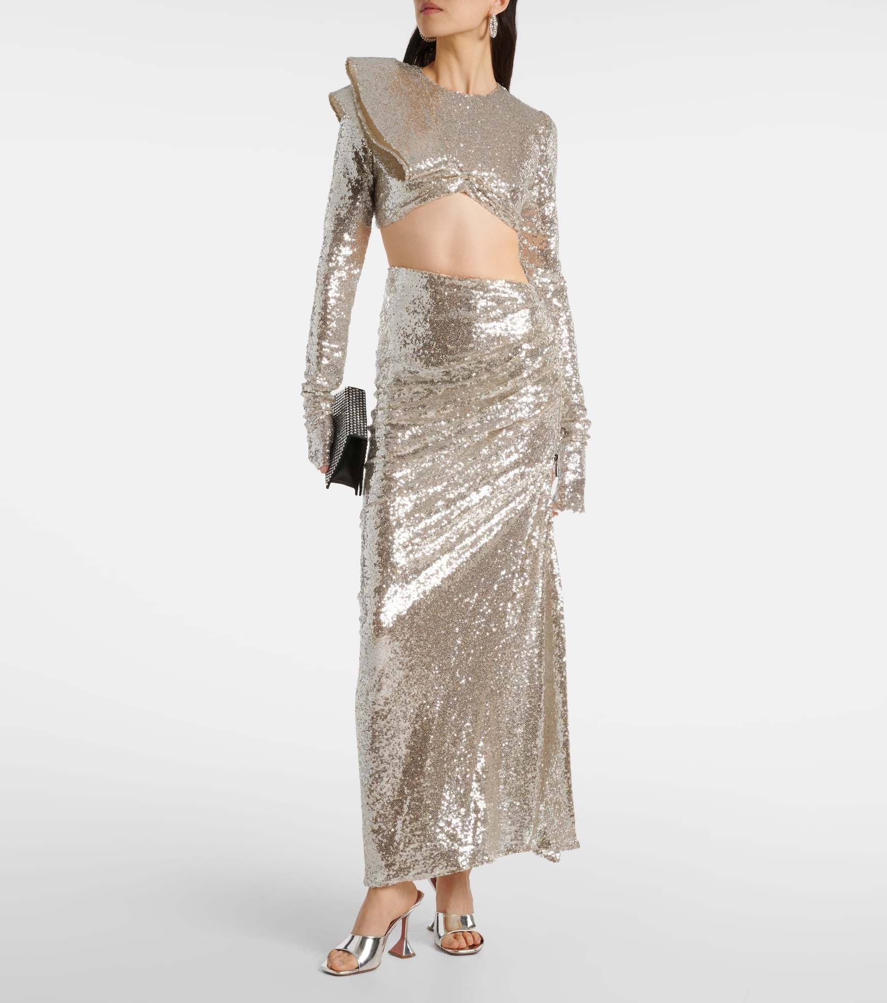 Luna draped sequined maxi skirt - 2