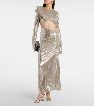 MATICEVSKI Luna draped sequined maxi skirt outlook