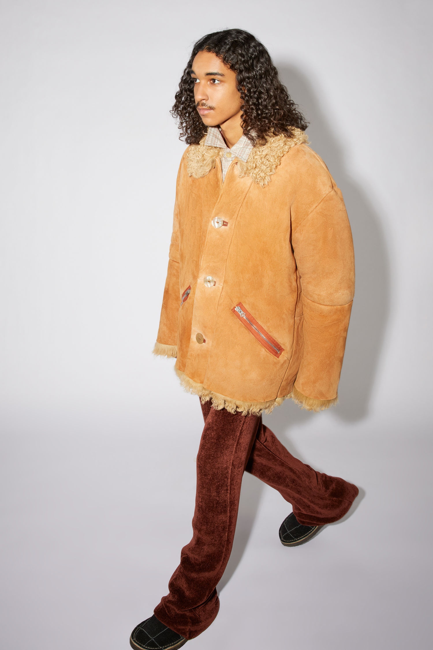 Shearling jacket - Rust orange/beige - 4