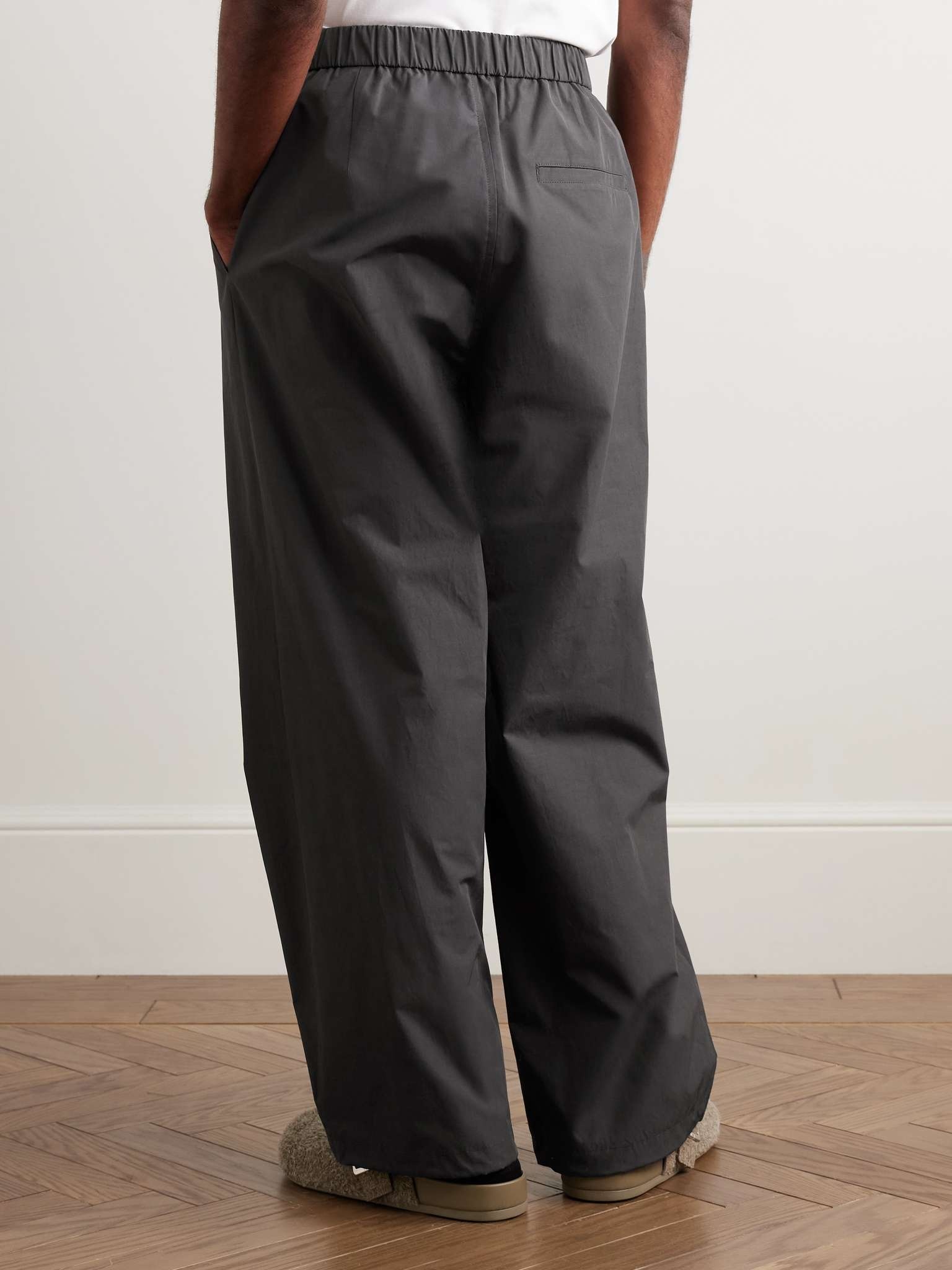 Wide-Leg Poplin Drawstring Trousers - 4