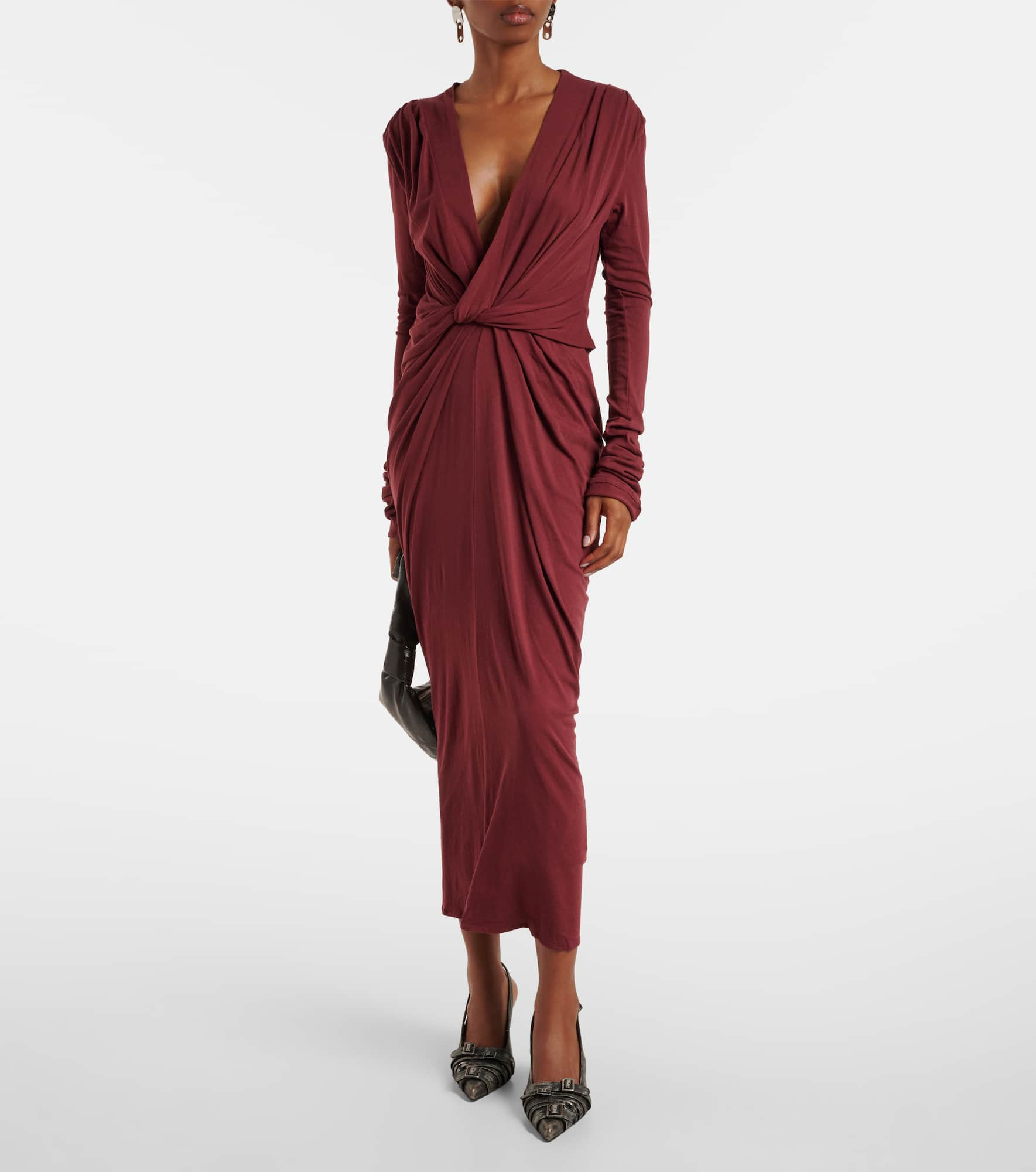 Gathered cotton-blend jersey maxi dress - 2
