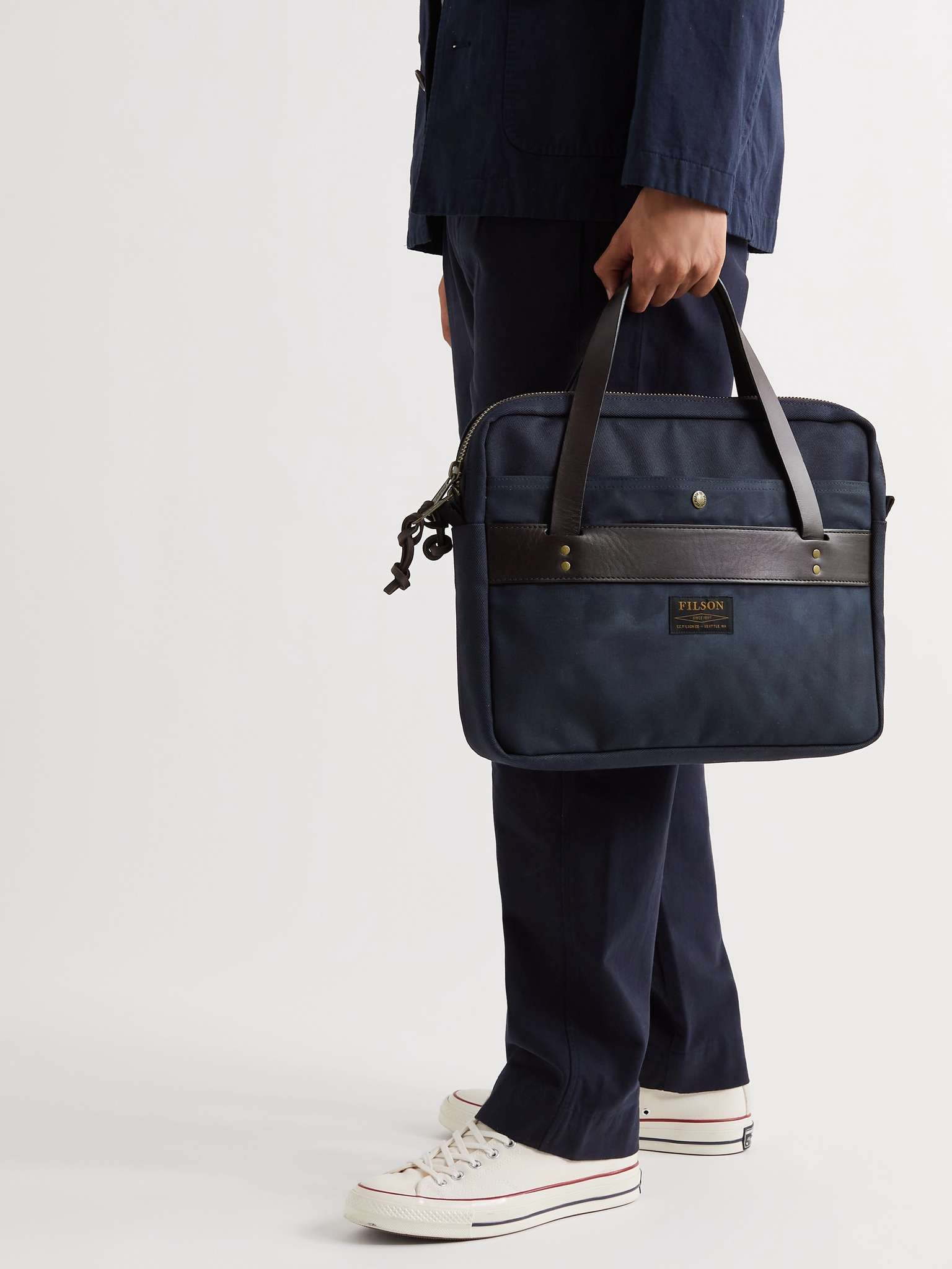 Canvas and Leather-Trimmed Cotton-Twill Briefcase - 2