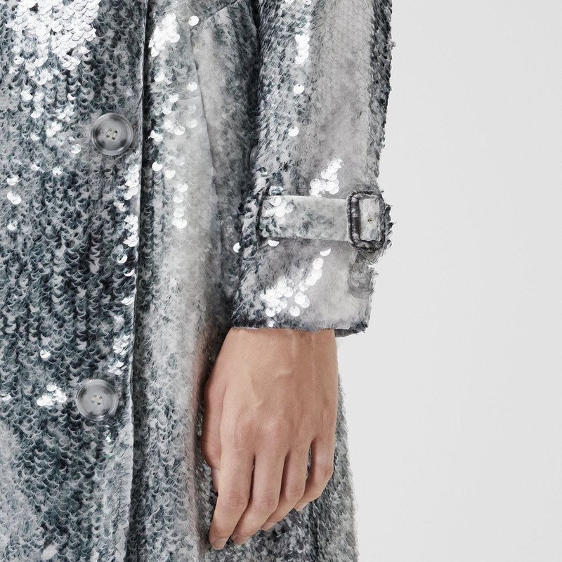 Sequinned Animal Print V-neck Trench Dress 5