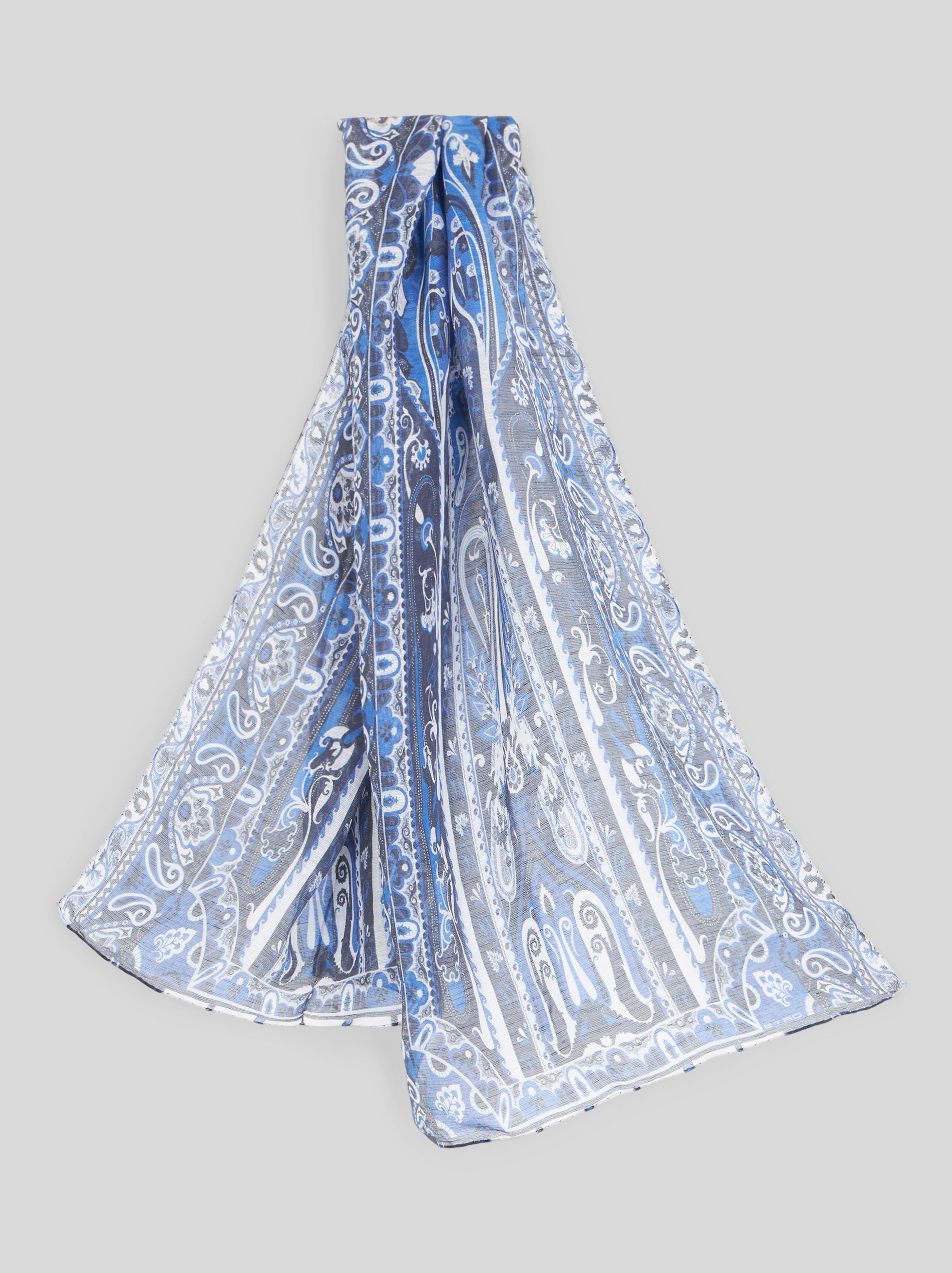 PAISLEY LINEN AND SILK SCARF - 1