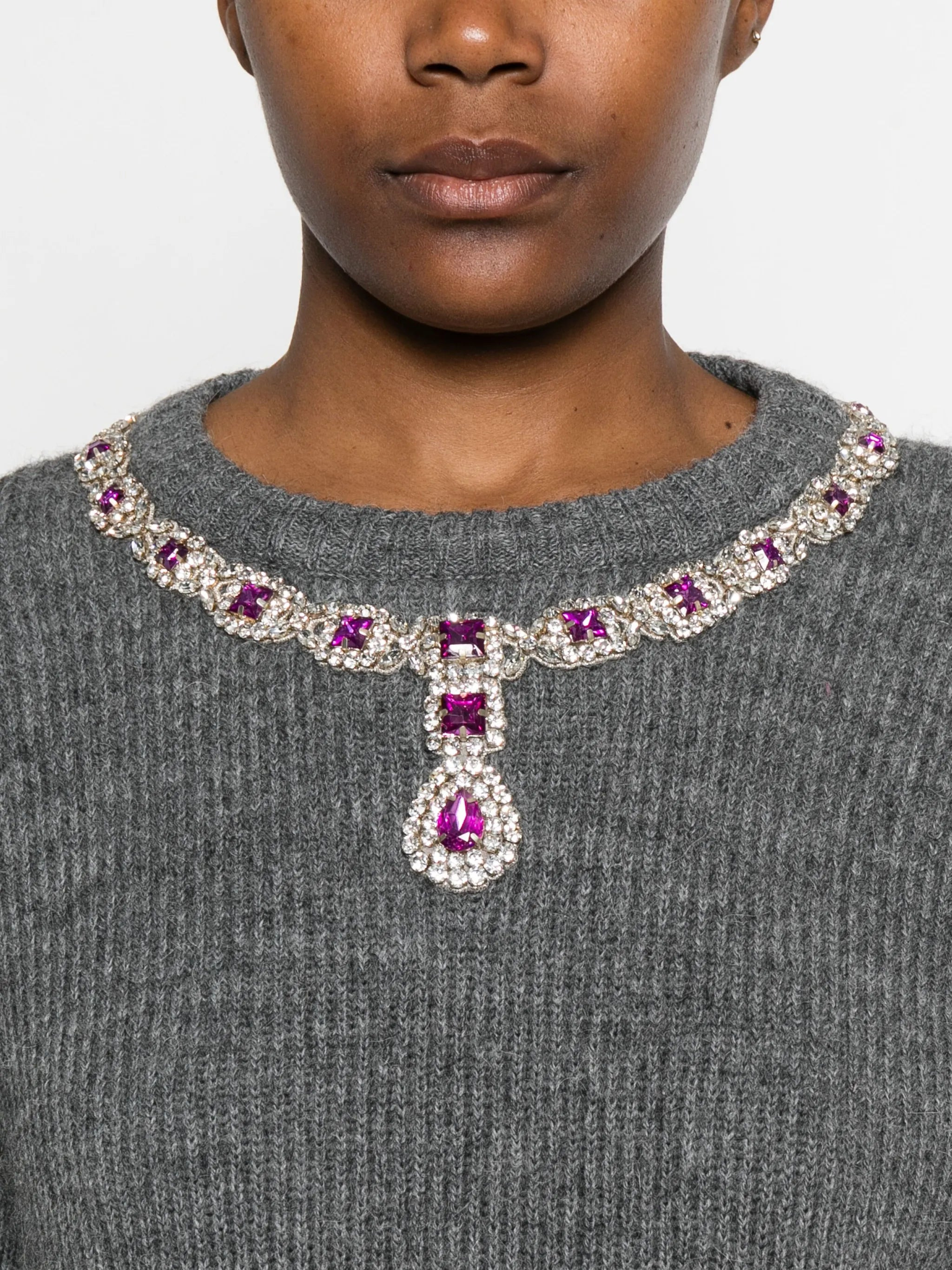 Moschino Jewel-embellished Ribbed Sweater - 2