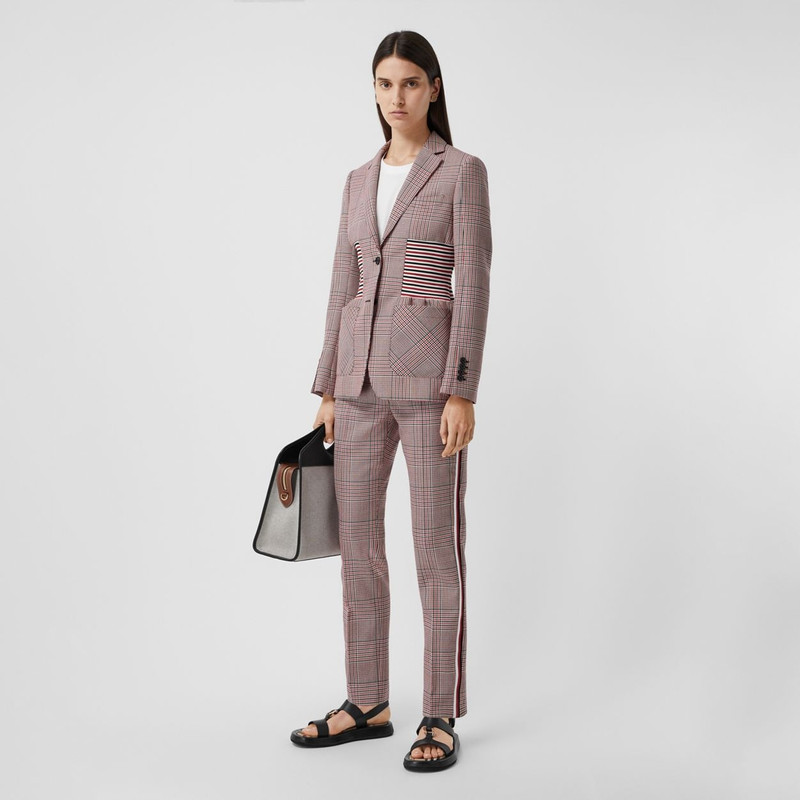 Burberry Side Stripe Houndstooth Check Wool Tailored Trousers outlook