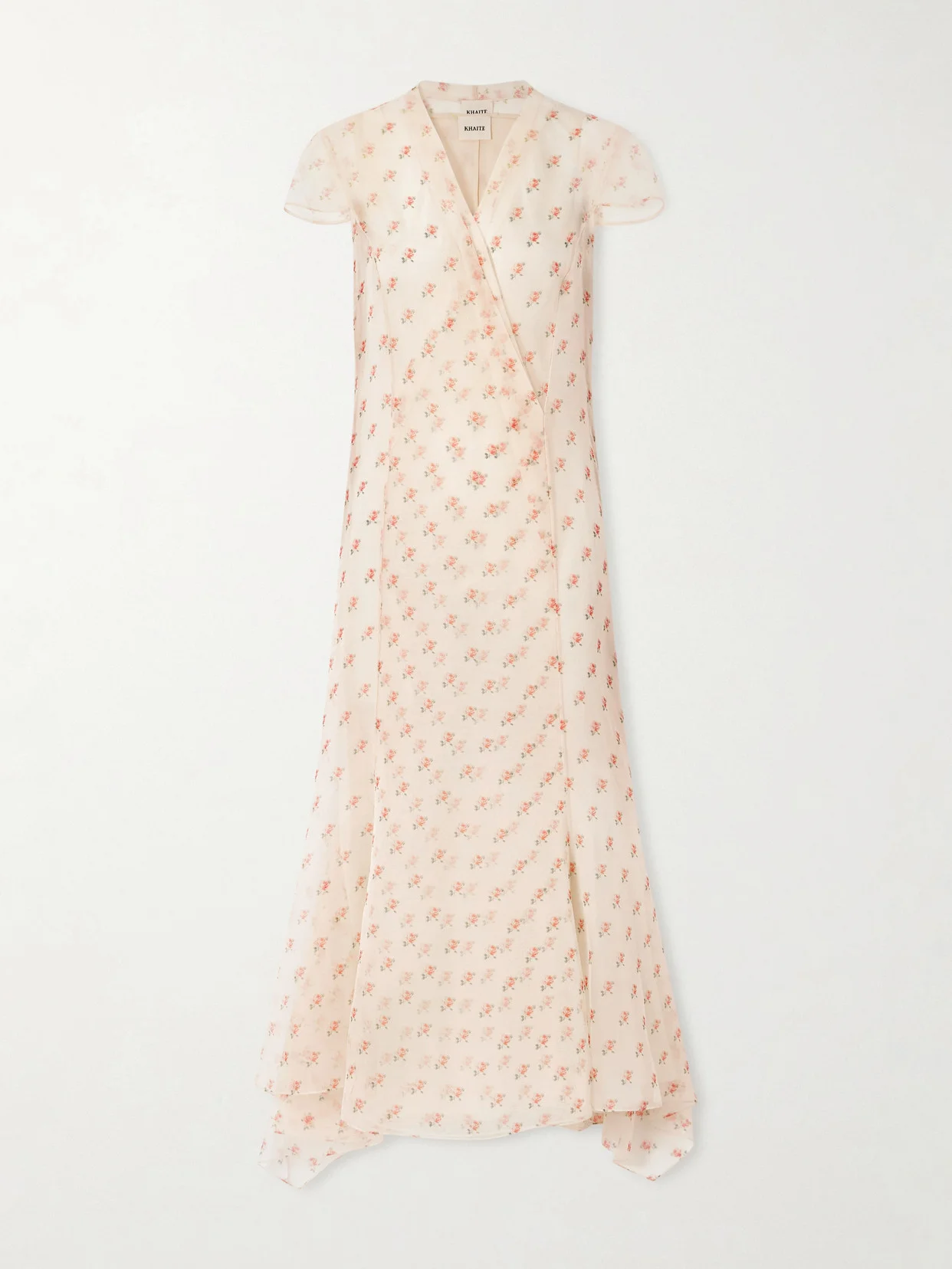 Meera Wrap-effect Floral-print Silk-organza Midi Dress - 1