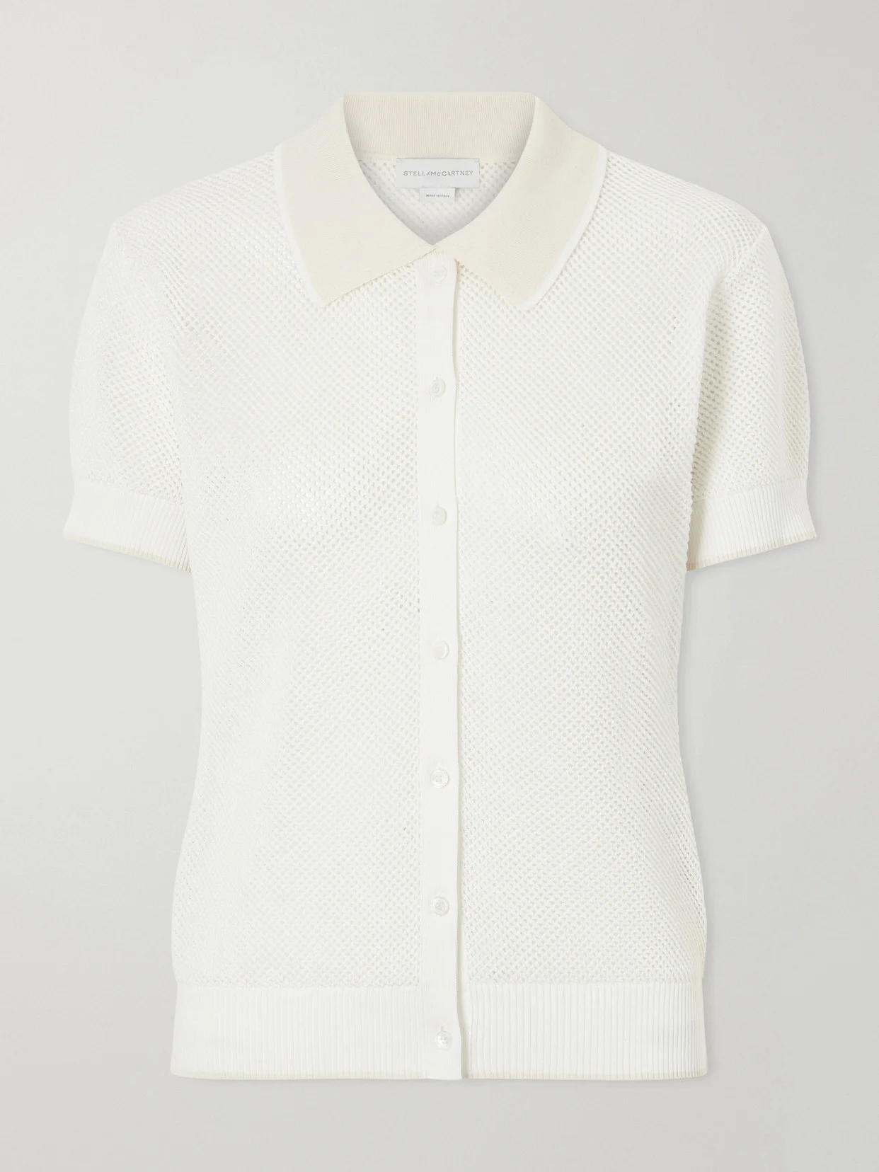 Open-knit Cotton Polo Shirt - 1