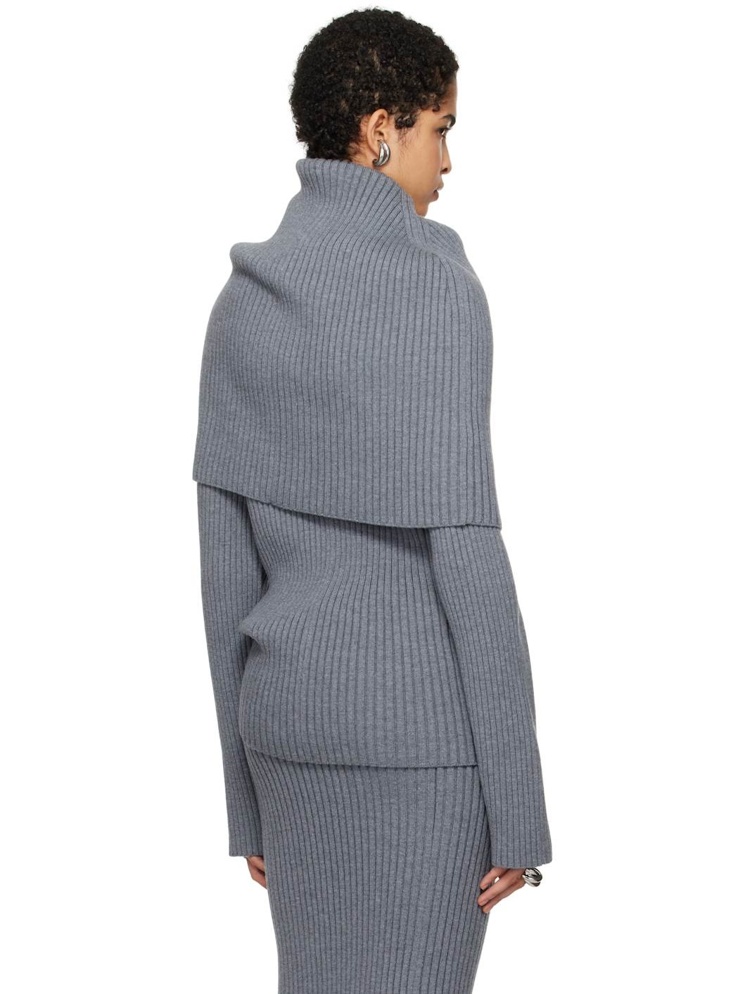 Gray Covered Shoulders Turtleneck - 3