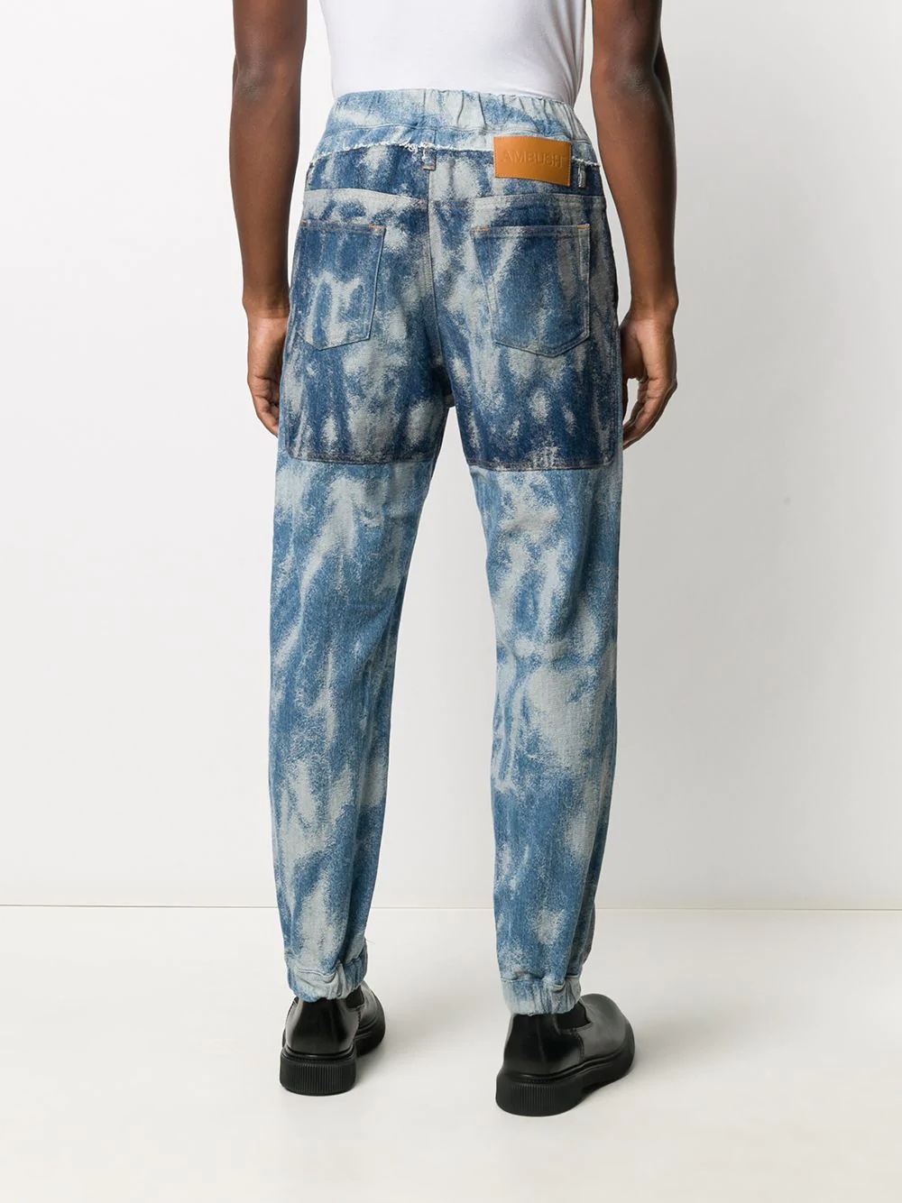 acid wash denim track pants - 5