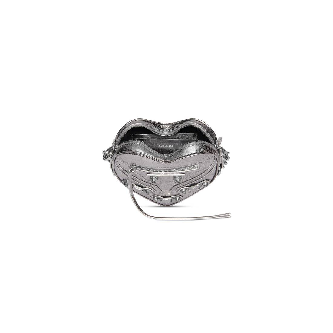 Women's Le Cagole Heart Mini Bag Metallized  in Silver - 5