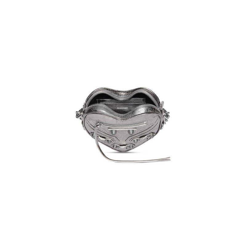 Women's Le Cagole Heart Mini Bag Metallized  in Silver 5
