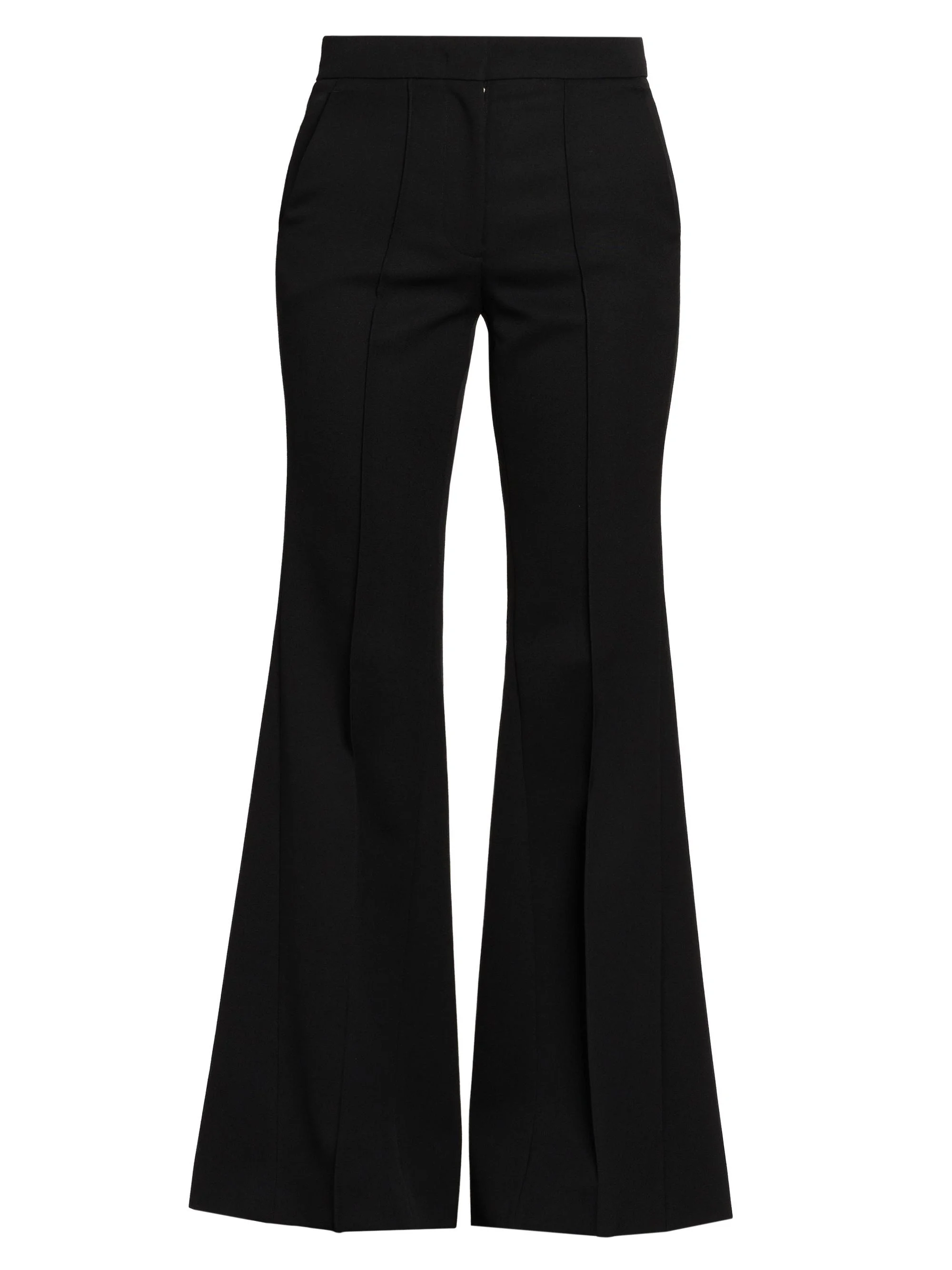 Women's Wool Tailored-Fit Flared Trousers - Black - 1
