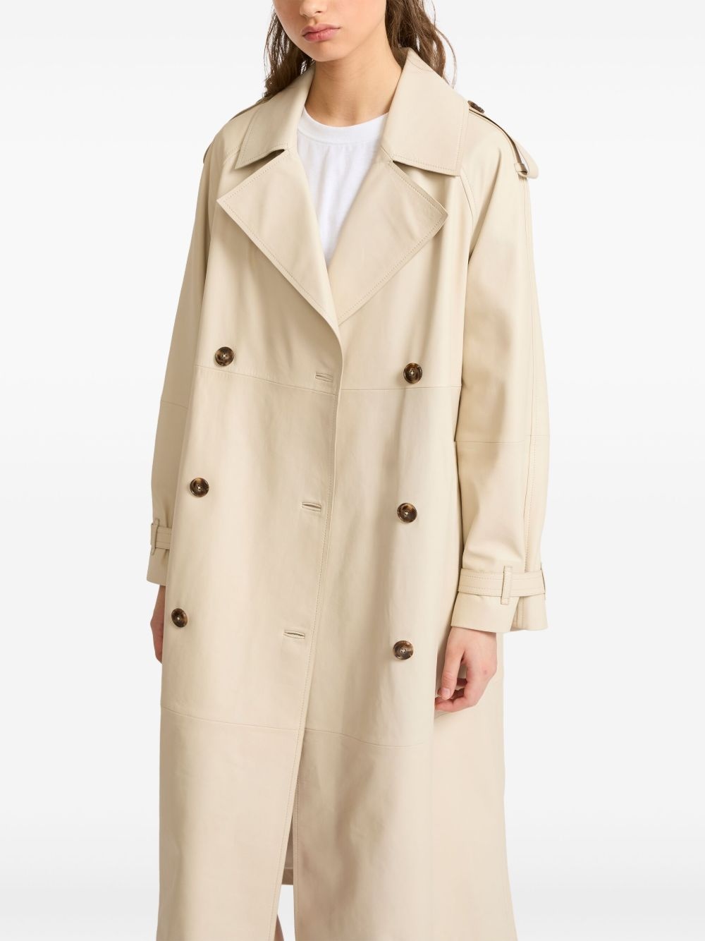 lambskin trench coat - 4