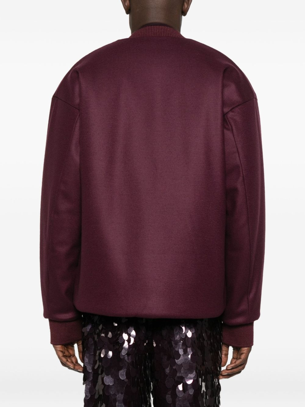 zip-up wool bomber jacket - 4