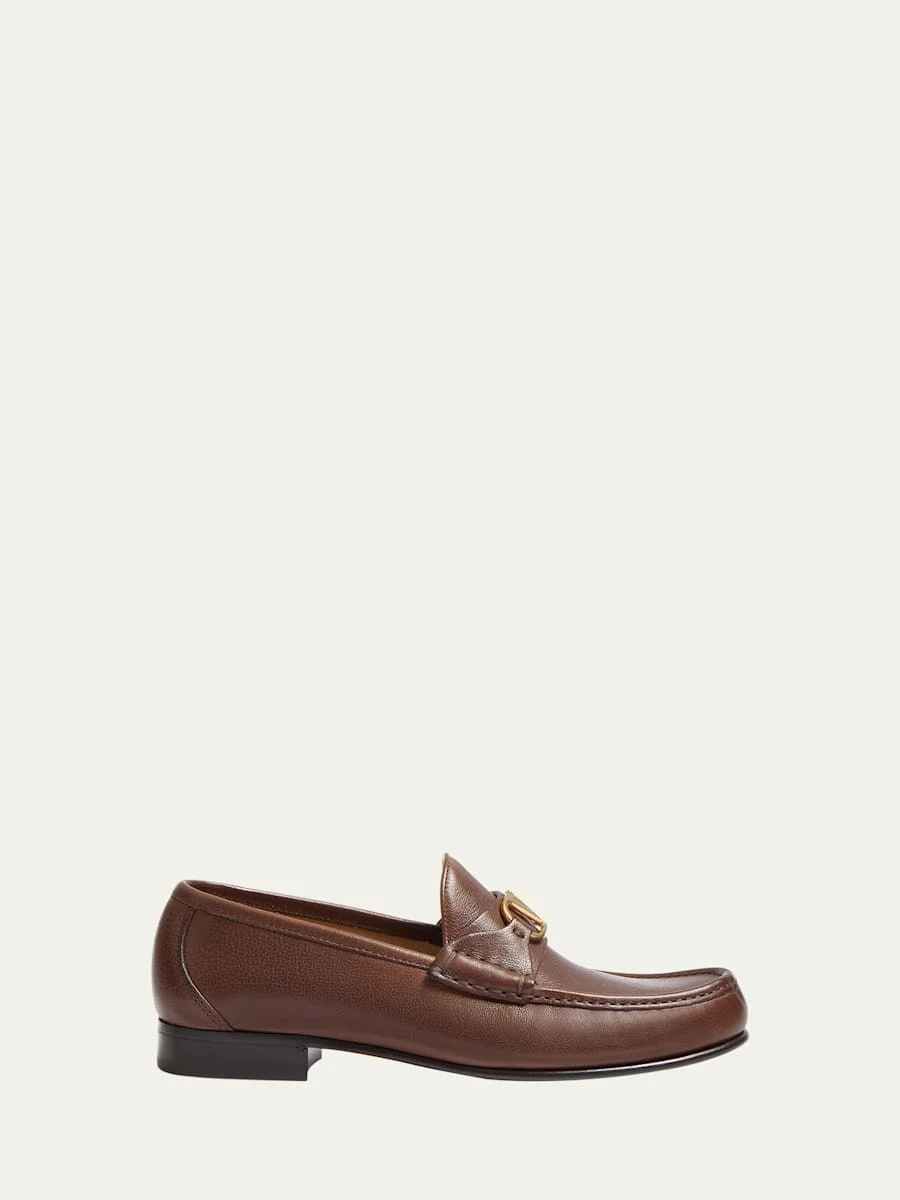 Men's VLogo Signature Leather Penny Loafers - 1