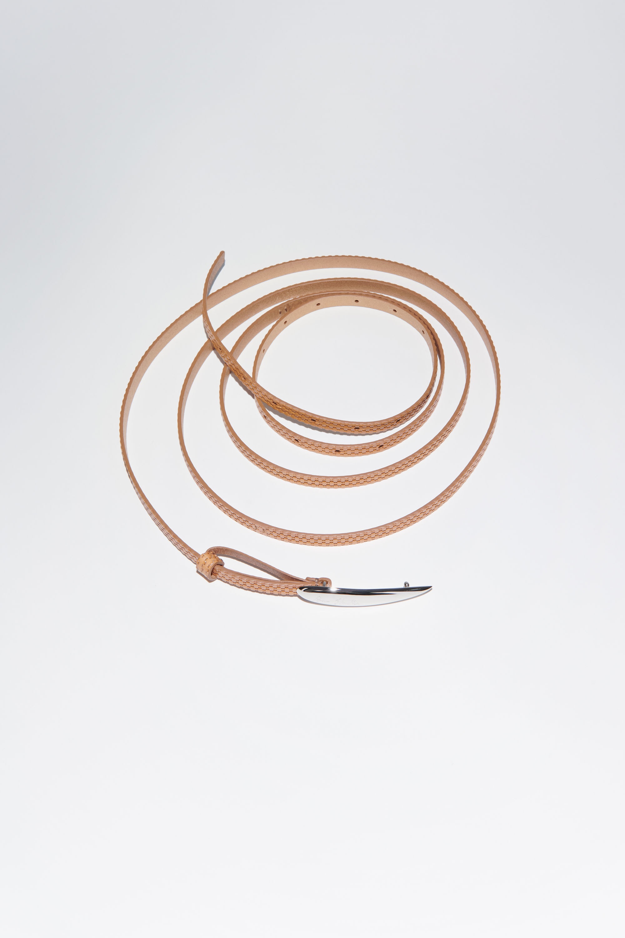 Leather buckle belt - Dark beige - 1