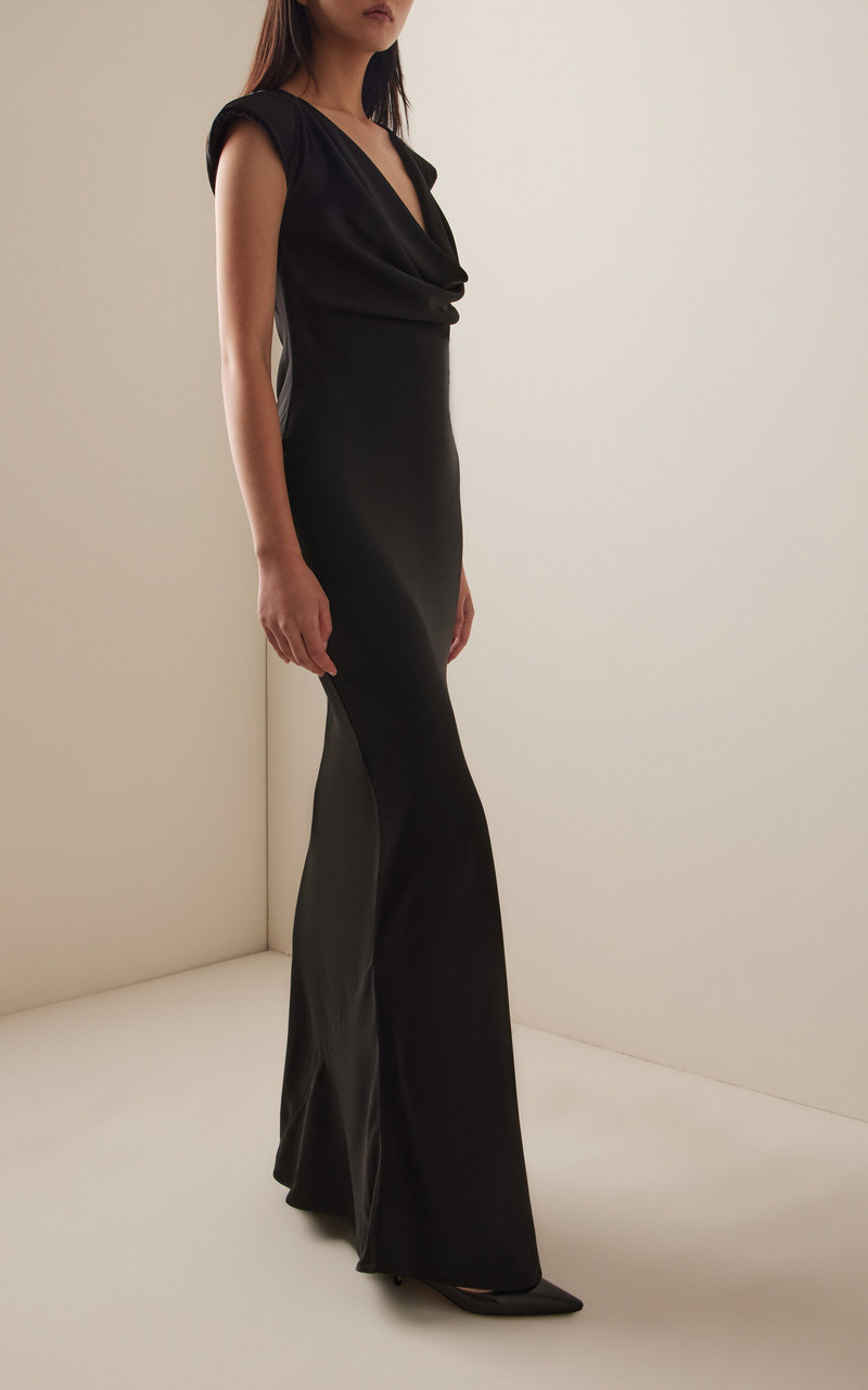 The Row Tefra Draped Satin Gown black outlook
