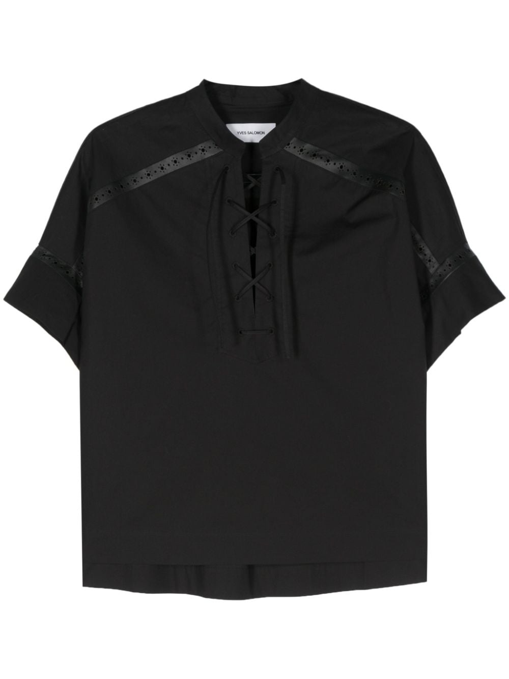 leather-trim blouse - 1