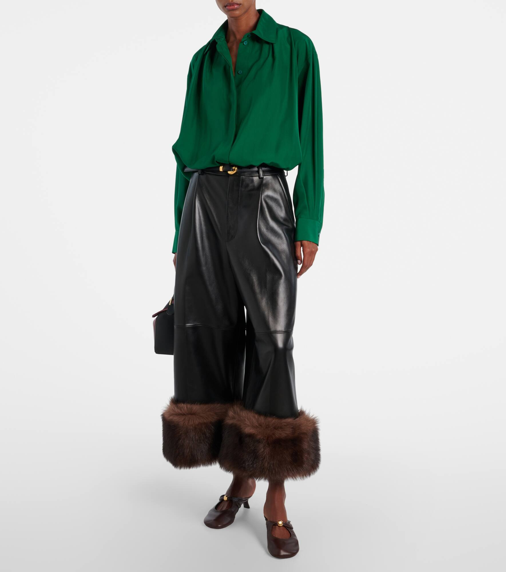 Leather wide-leg pants - 7
