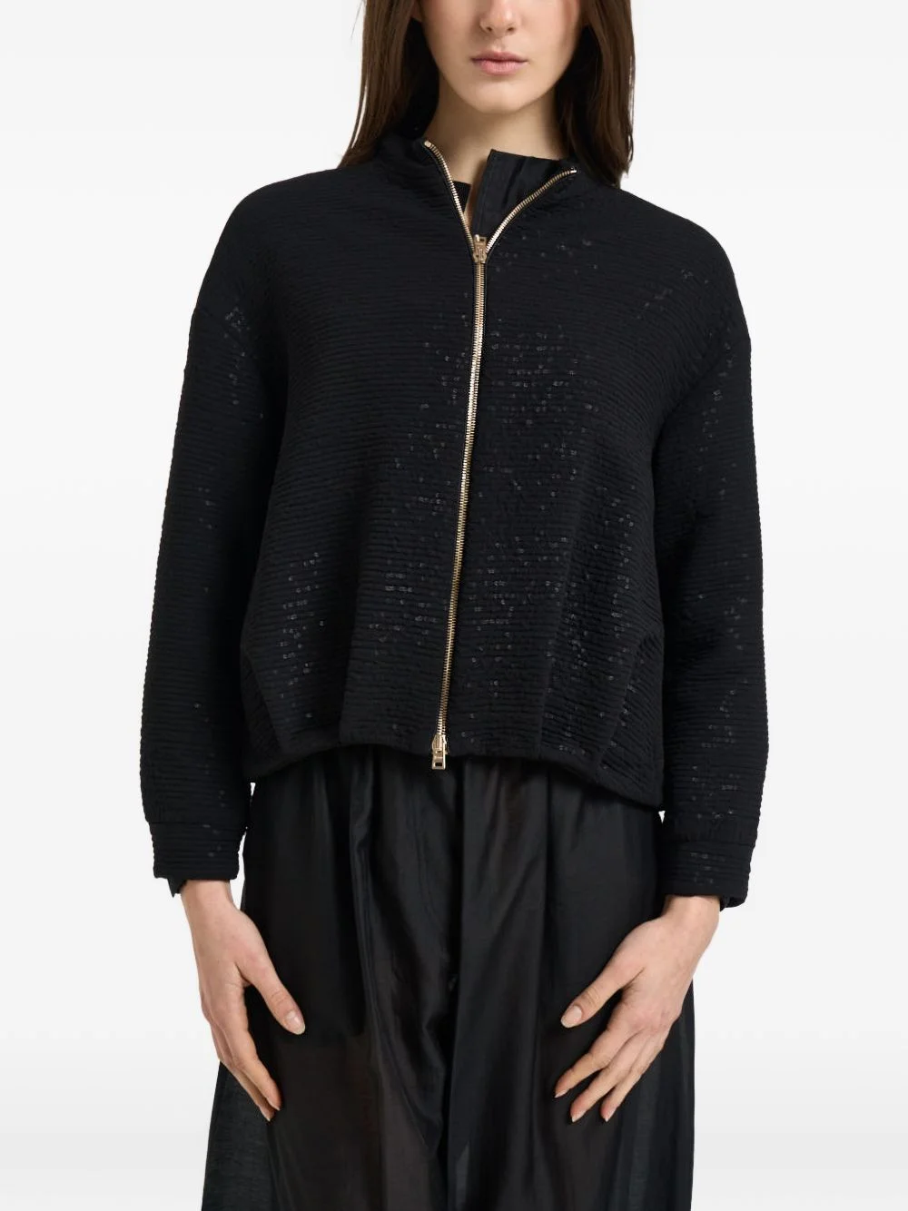 textured embellished jacket - 1