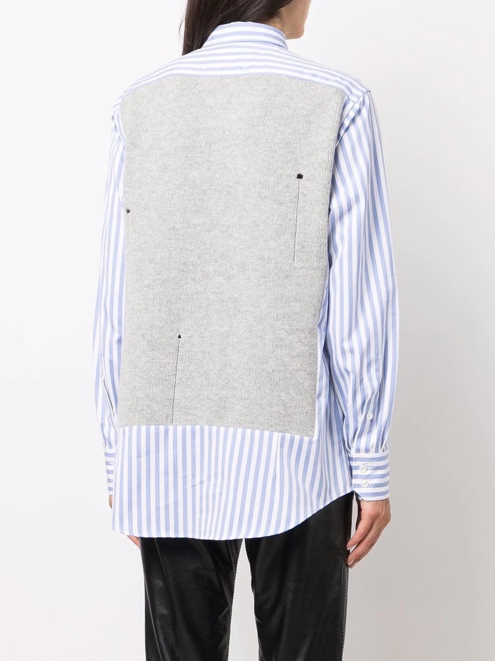 distressed knitted-vest layered shirt - 4