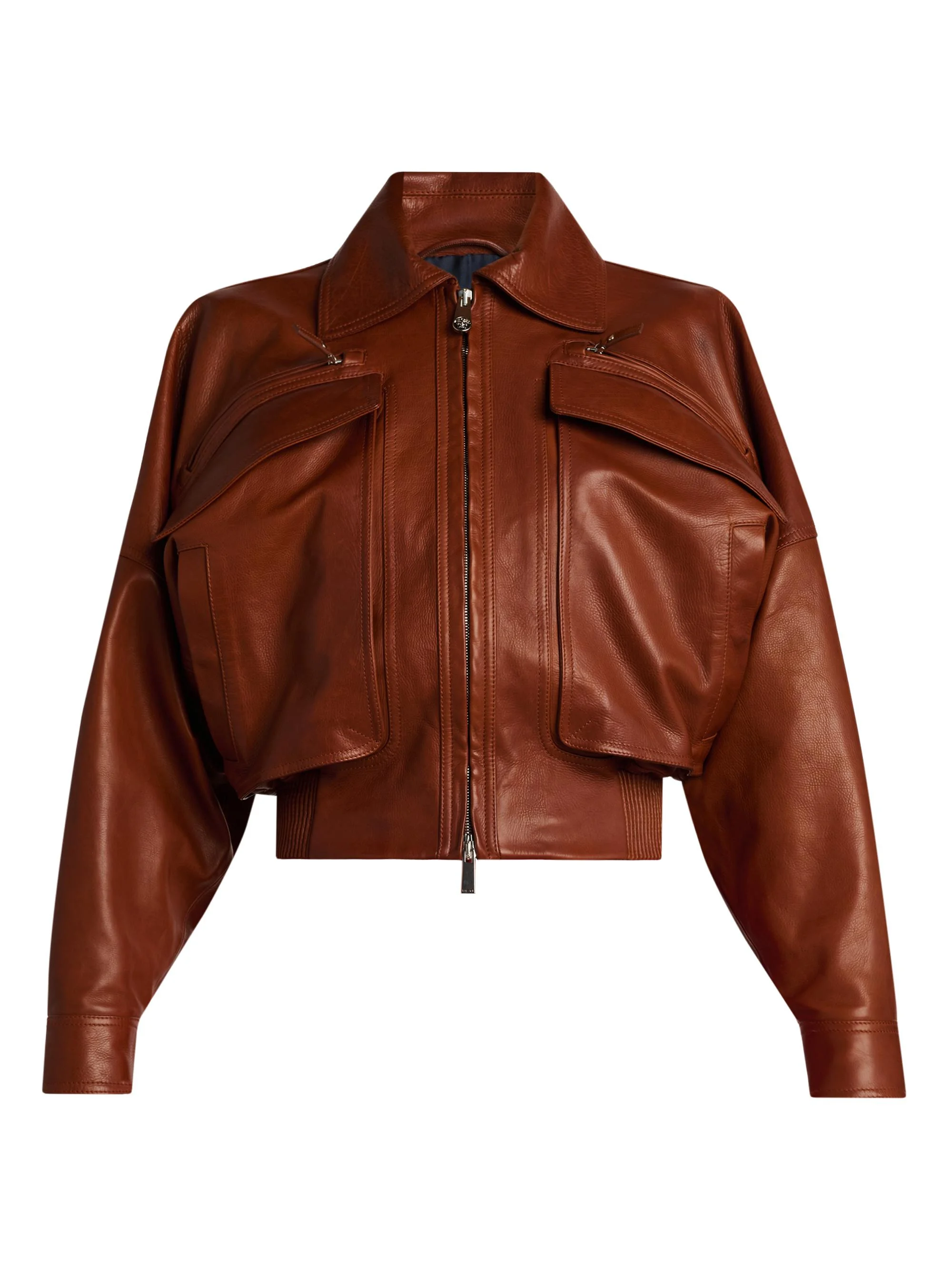 Women's Blouson Leather Jacket - Stradivarius - 1