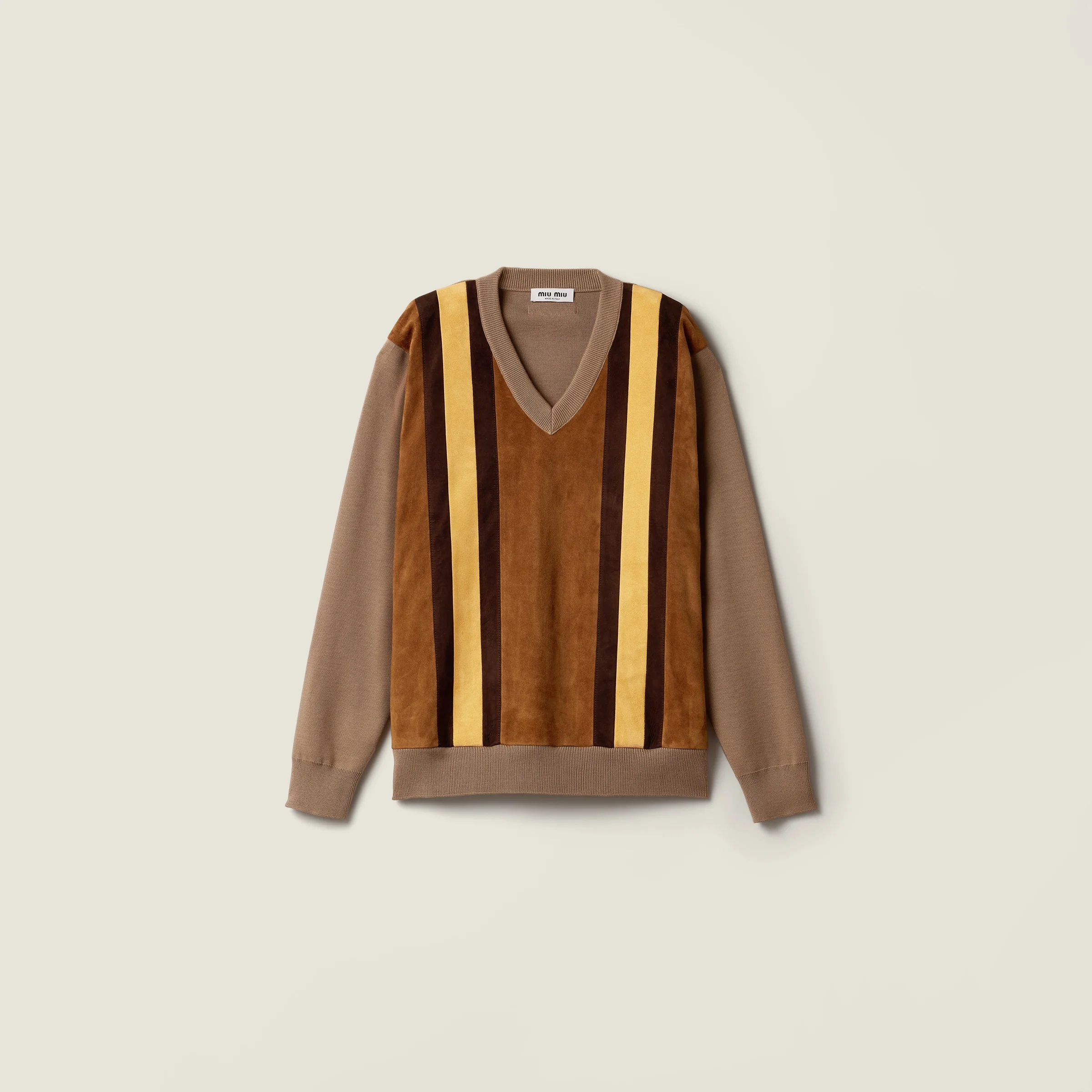 Wool and suede sweater - 1