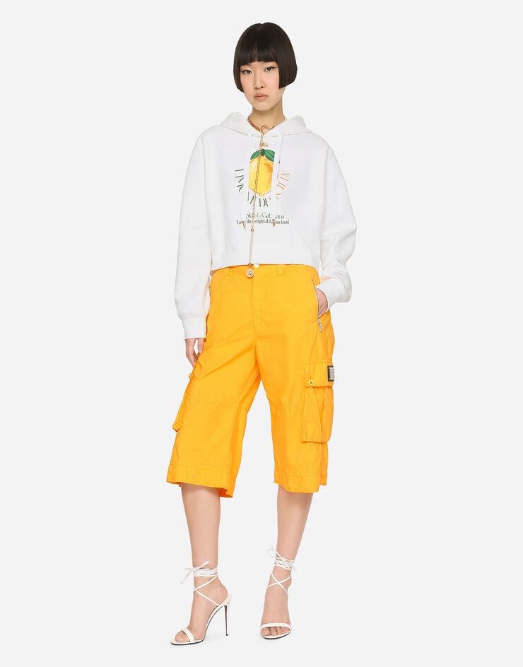 Cropped lemon-print jersey hoodie with DG logo - 2