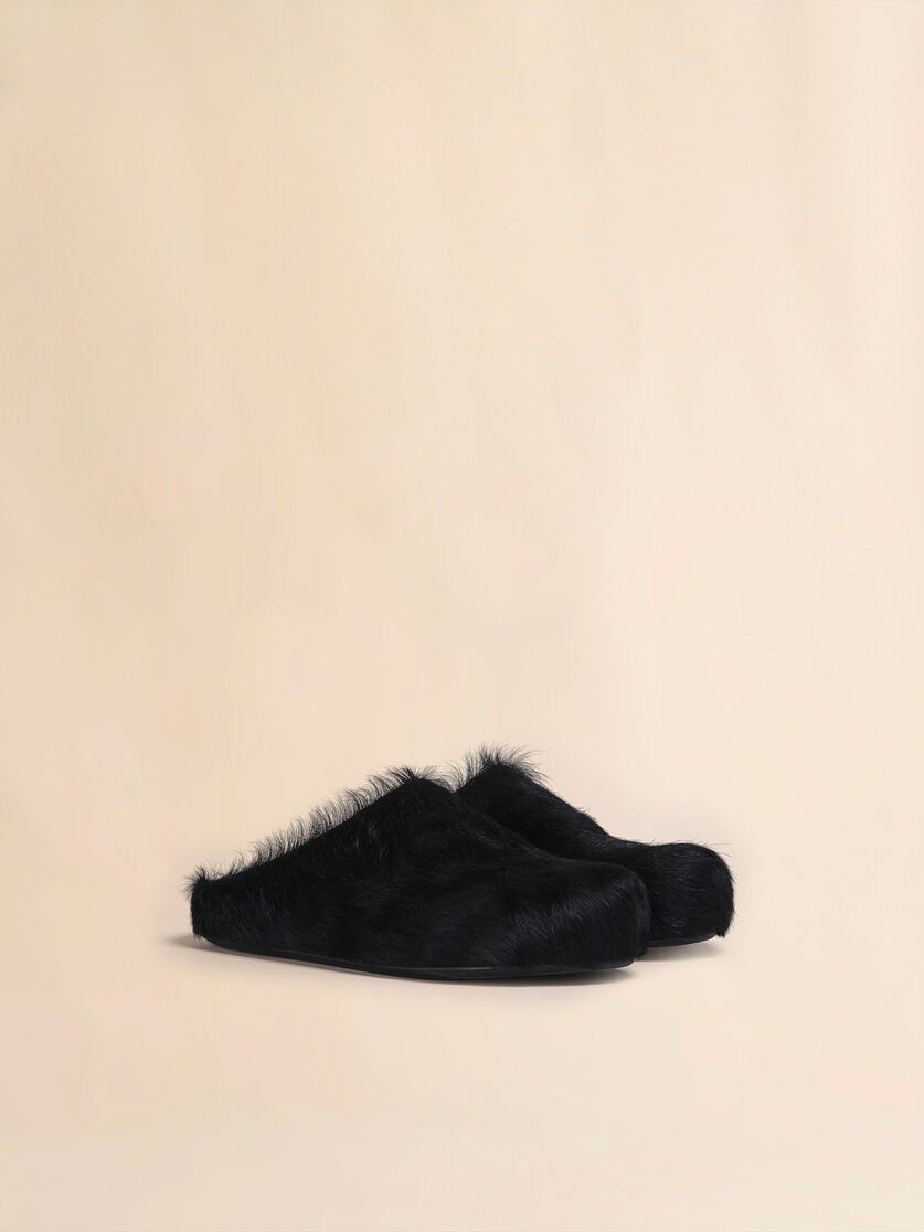 BLACK LONG HAIR CALFSKIN FUSSBETT SABOT - 2