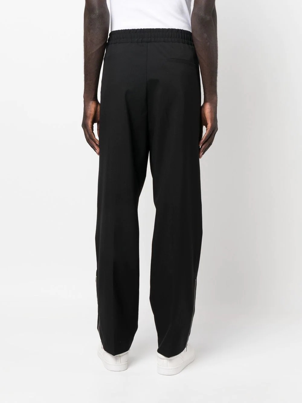 elasticated-waist straight-leg trousers - 4