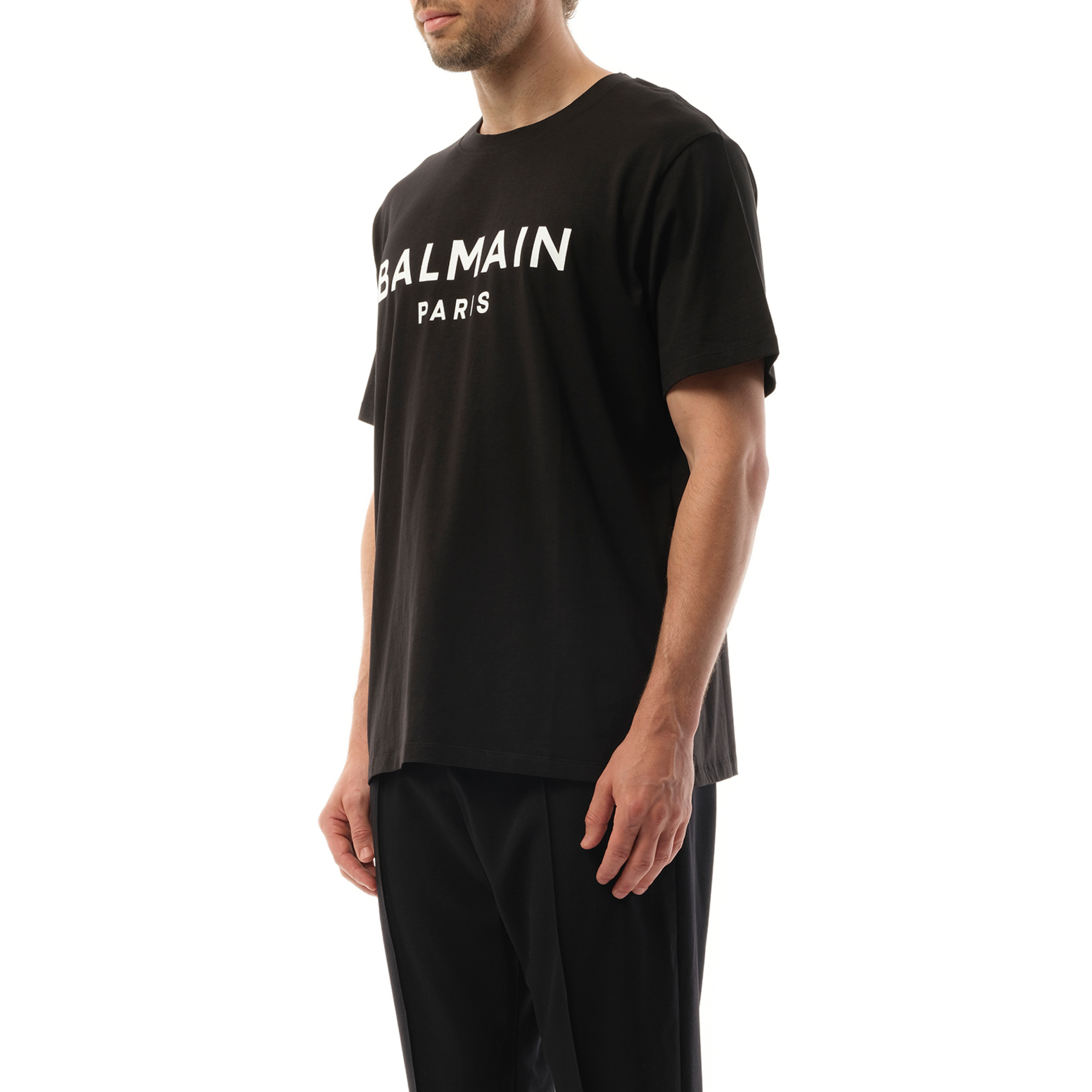 Balmain Print Reg Fit T-Shirt in Black/White - 5