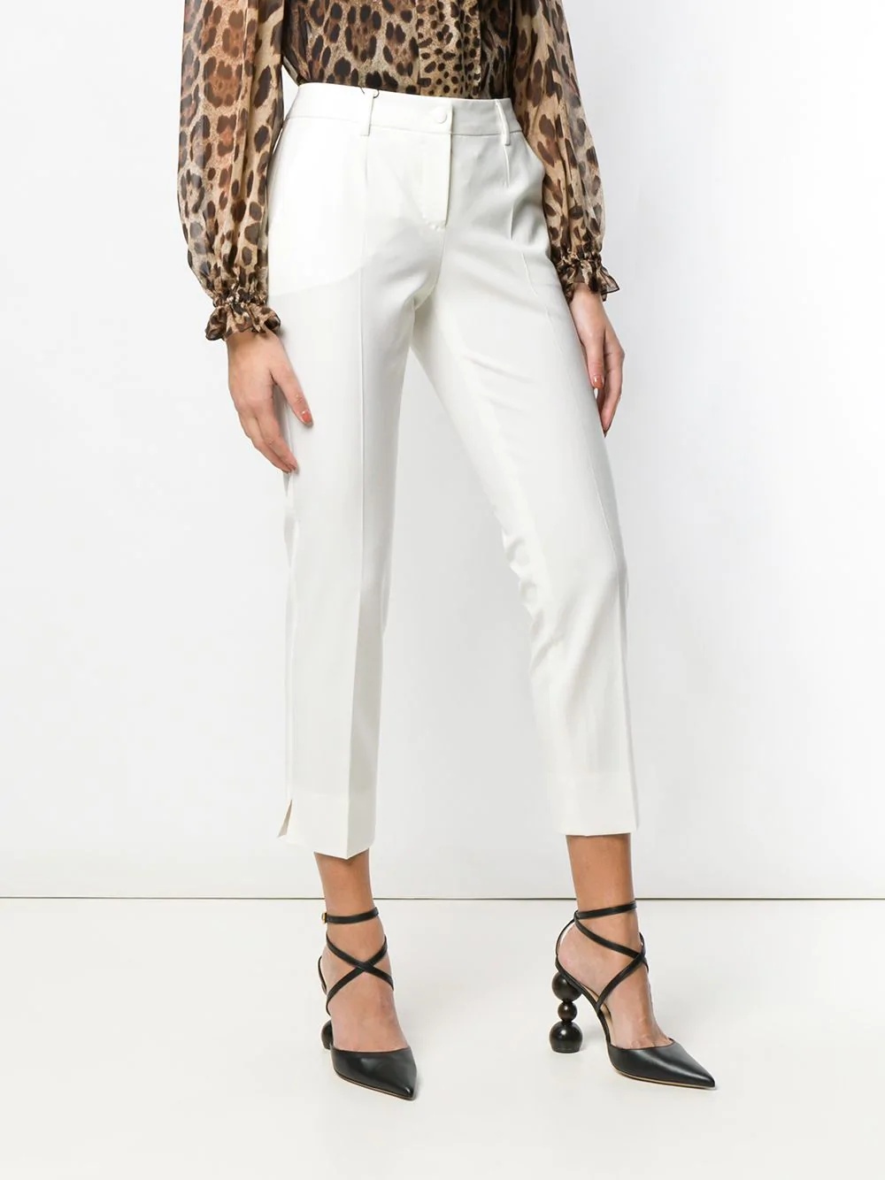 cropped slim-fit trousers - 3