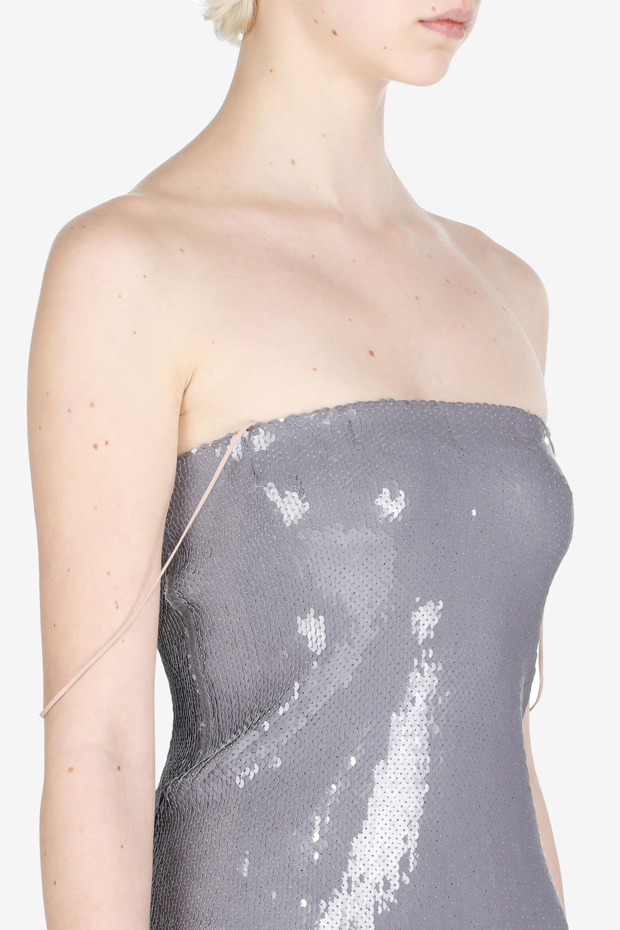 N°21 SEQUIN-EMBELLISHMENT STRAPLESS MAXI DRESS | REVERSIBLE