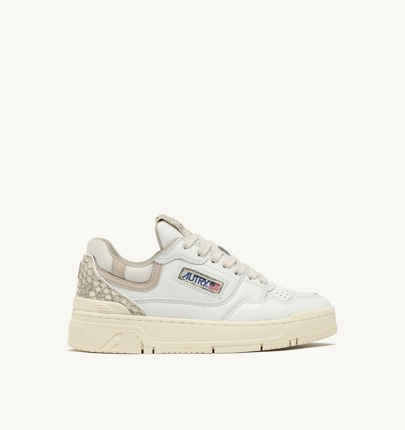 CLC LOW SNEAKERS IN WHITE LEATHER WITH SNAKE DIAMOND PRINT 1