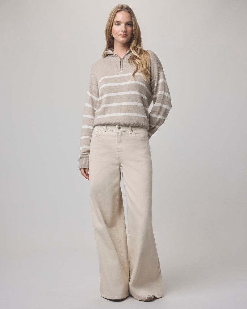 Splendid Georgie Stripe Quarter Zip Sweater outlook