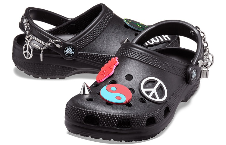 Crocs Classic Feel The Positivity Casual Unisex Black Sandals 207571-001 - 5