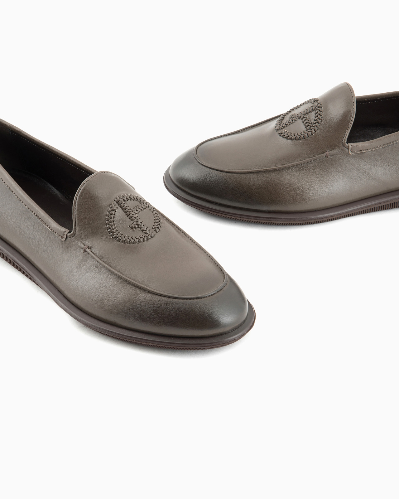 Vintage nappa leather loafers with embroidered logo - 5