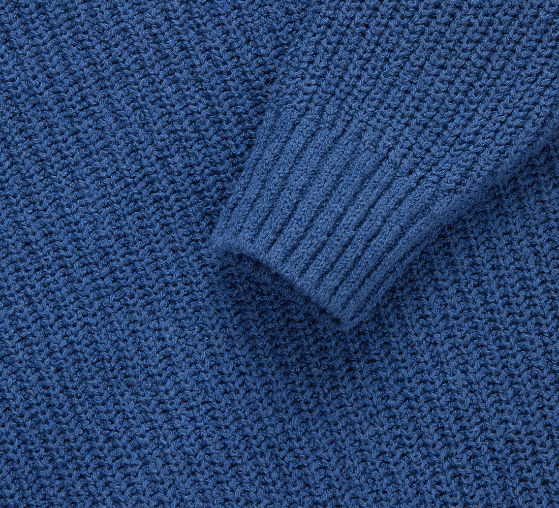 Cotton Crewneck Sweater - Lapis Boucle - 5