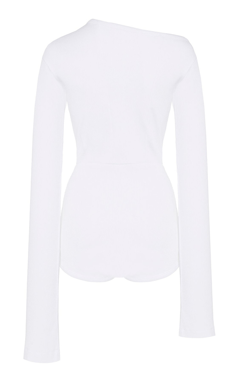 BODYSUIT WITH ASYMMETRIC COLLAR WHITE 9