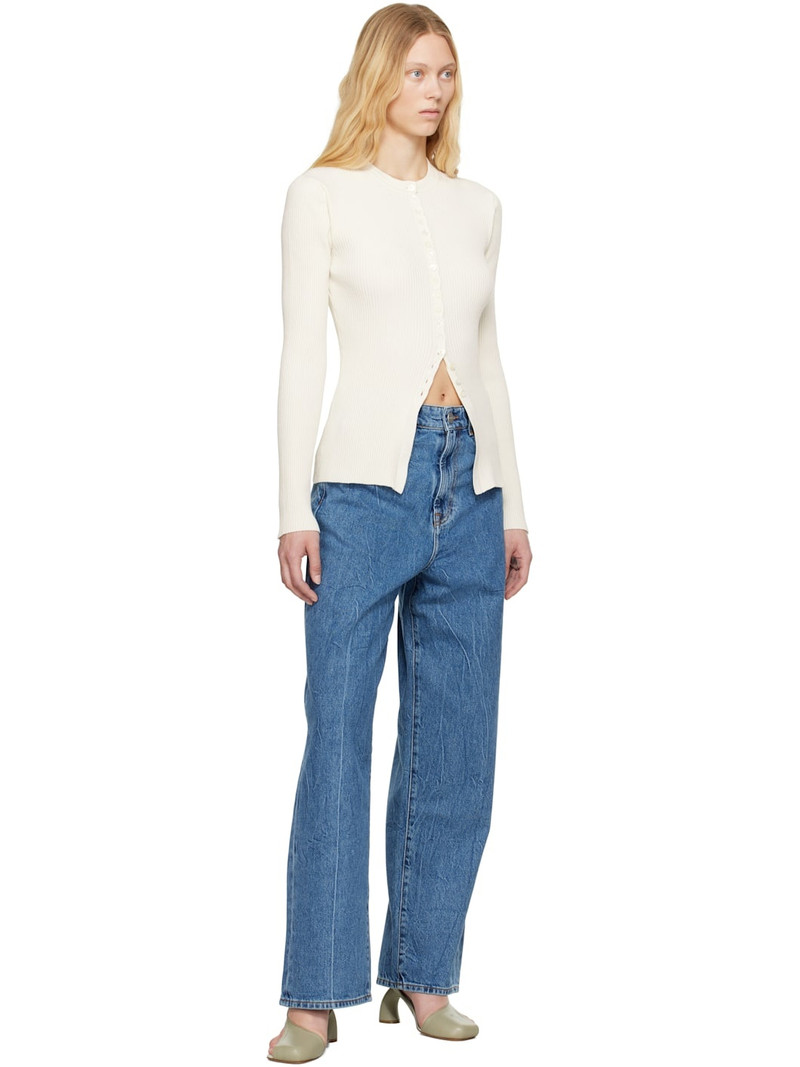 RÓHE Off-White Elongated Rib Cardigan outlook